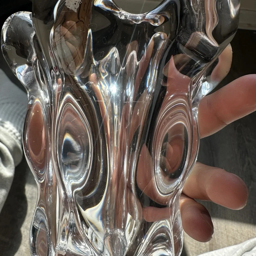 Art Deco Vintage Crystal Cascade Vase by Art Vannes le Châtel, France 5.5